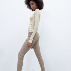 ZARA Pants Leggings Plaid Pants Color Tan Small New